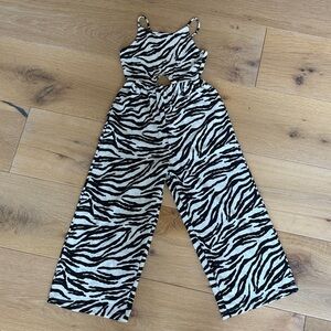 Zara Kids Black and White Zebra Print Jumpsuit